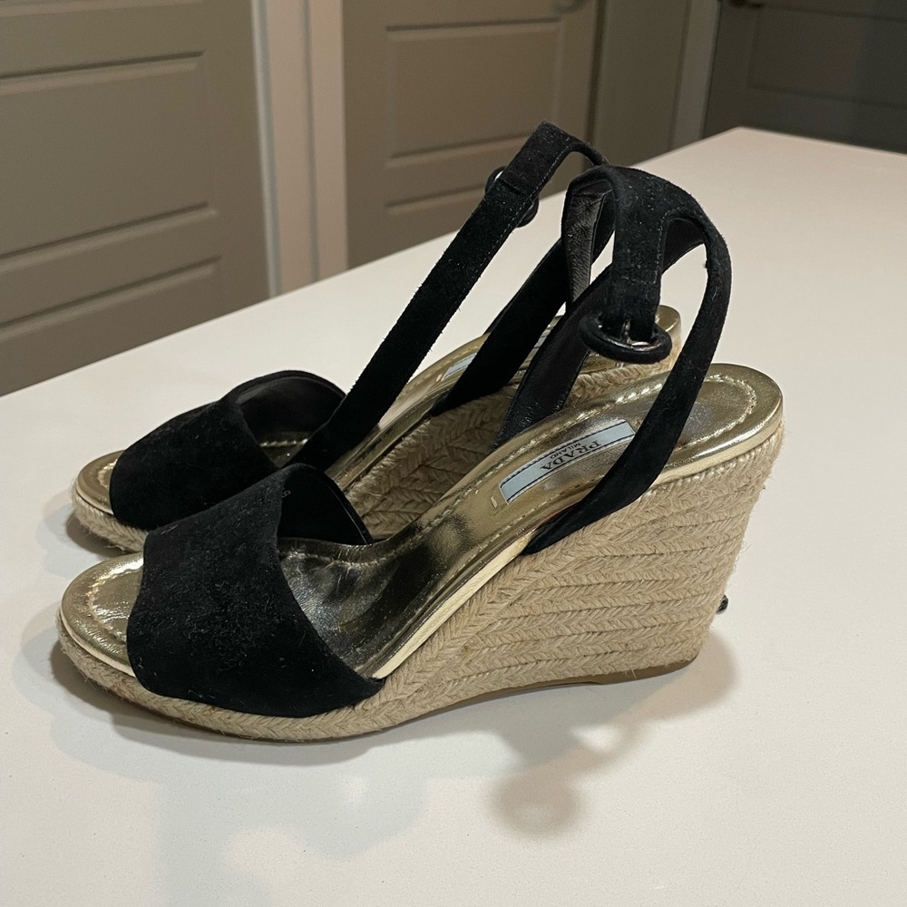 Prada suede wedge heels